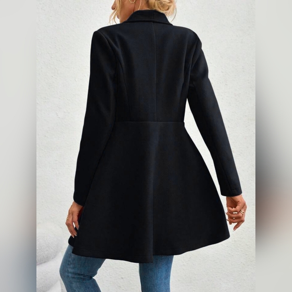 Collared Neck Button Up Long Sleeve Coat - Picture 5 of 8